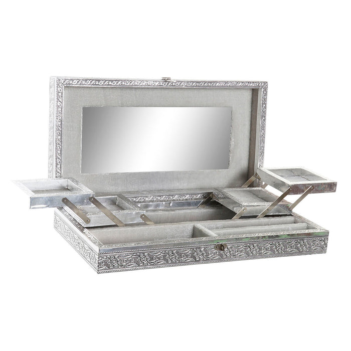 Caja-Joyero Home ESPRIT Plateado Natural Madera Aluminio 38 x 20 x 7,5 cm