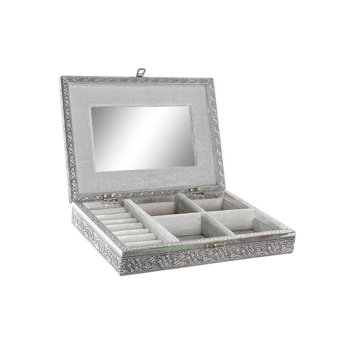 Jewelry box Home ESPRIT Silver Natural Wood Aluminium 27,5 x 20 x 5,4 cm