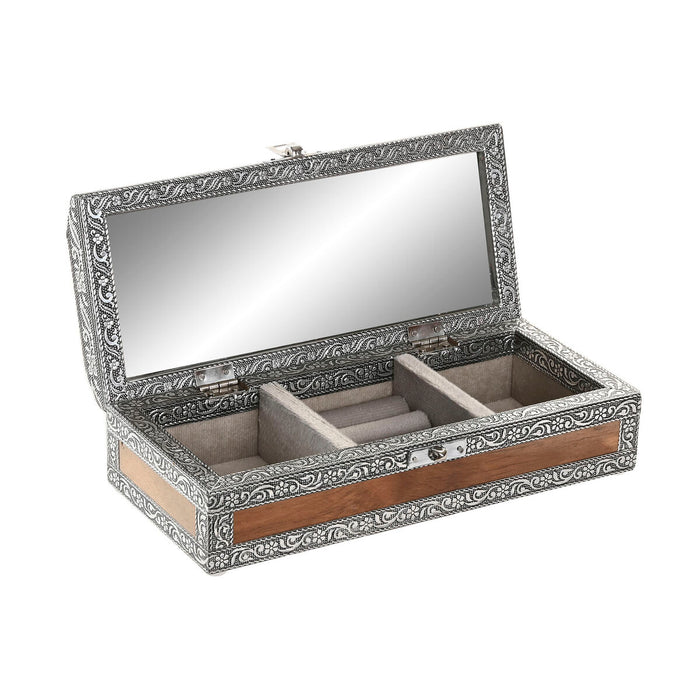 Boîte à bijoux Home ESPRIT Argenté Naturel Bois Aluminium 22,5 x 10 x 6,5 cm