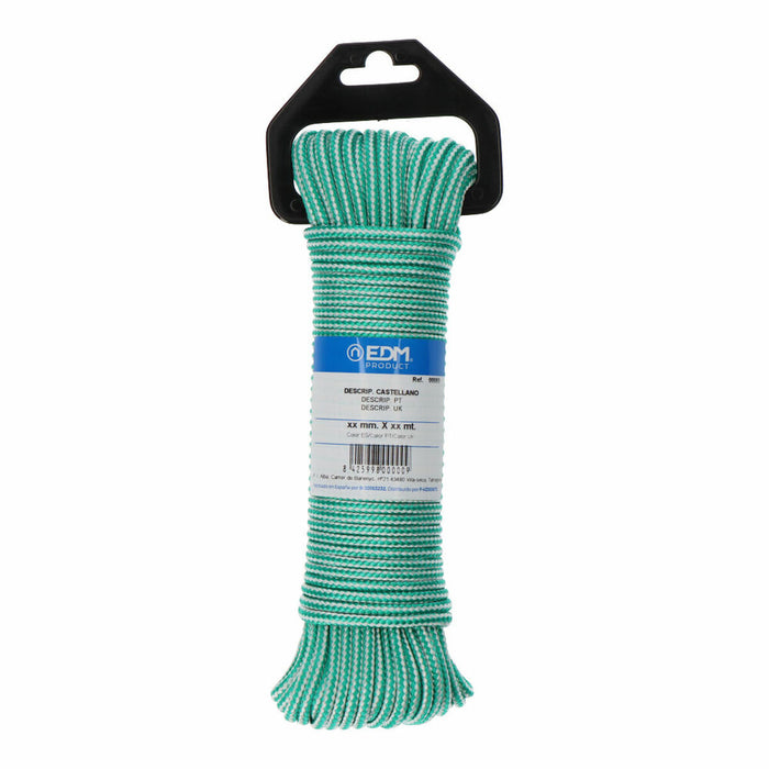 Cuerda para Tender EDM 87912 Blanco Verde Polipropileno 4,5 mm x 25 m Trenzado