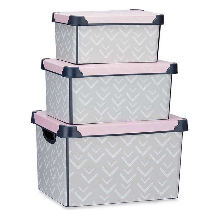 Set di Scatole per Sistemare Impilabili Kipit Vibes Plastica 29 x 23,5 x 39 cm