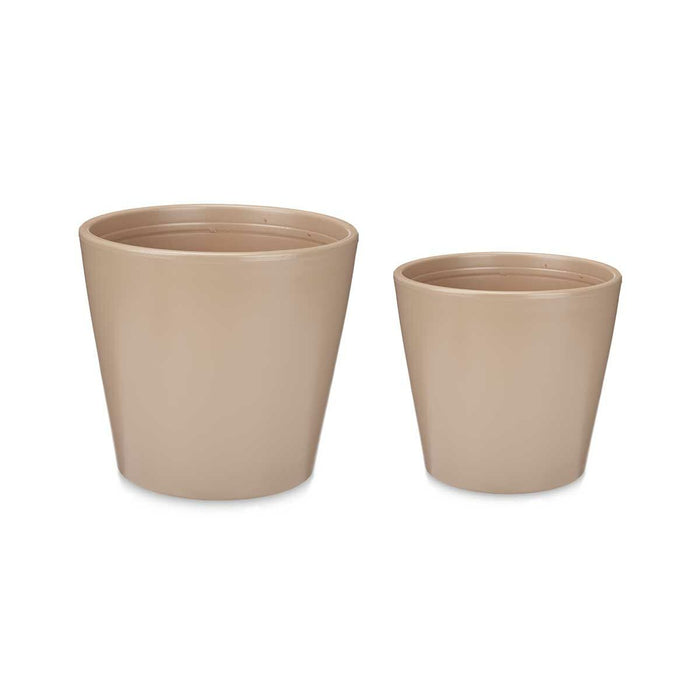 Set di Vasi Ibergarden LINCE-22-28-BE Beige Argilla Ø 22 cm Ø 28 cm 2 Pezzi