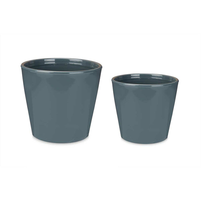 Set de Macetas Ibergarden LINCE-22-28-A Antracita Arcilla Ø 22 cm Ø 28 cm 2 Piezas