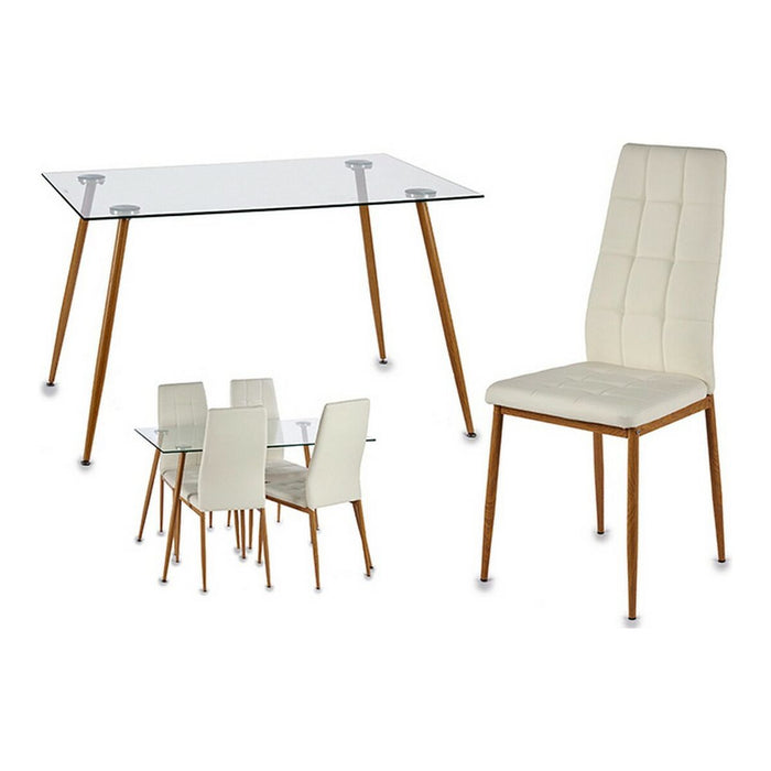 Conjunto de Mesa con 4 Sillas Gift Decor Davi 70 x 75 x 120 cm Metal Cristal