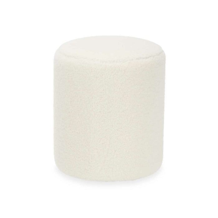 Puff Gift Decor Blanco Tela Madera MDF