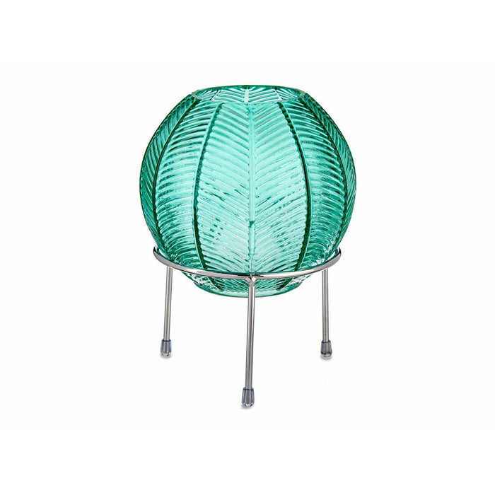 Jarrón Gift Decor SW120511B SW120511B Azul Plateado Plata Metal Vidrio Bola 14,5 x 19,5 x 14,5 cm