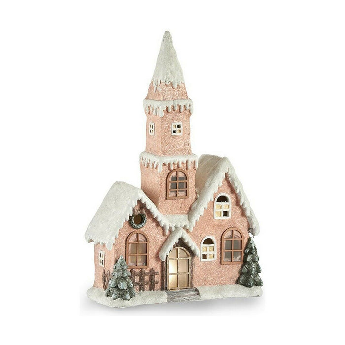 Adorno Navideño Krist+ Blanco Marrón Verde Rosa Casa Navidad 21 x 77 x 48 cm Luz LED