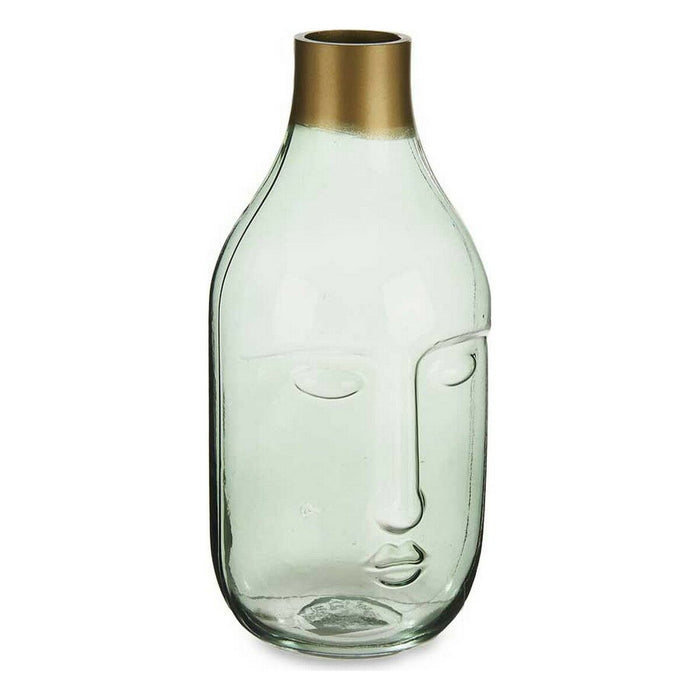 Vase Gift Decor Green Glass Face 11 x 24,5 x 12 cm