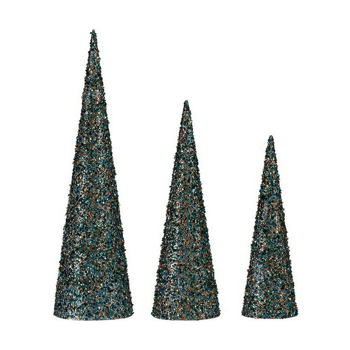 Décorations de Noël Krist+ Bleu Doré Paillettes Noël 16,5 x 60 x 16,5 cm Cônes