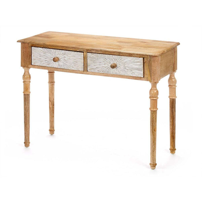 Meuble d'Entrée avec 2 Tiroirs Gift Decor 35 Blanc Marron 98 x 77 x 42 cm Rayures