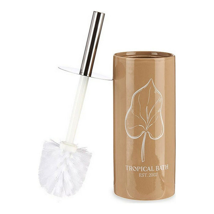Escobilla para el Baño Berilo Tropical Bath Blanco Marrón Plateado Cerámica 9,6 x 32 x 9,6 cm