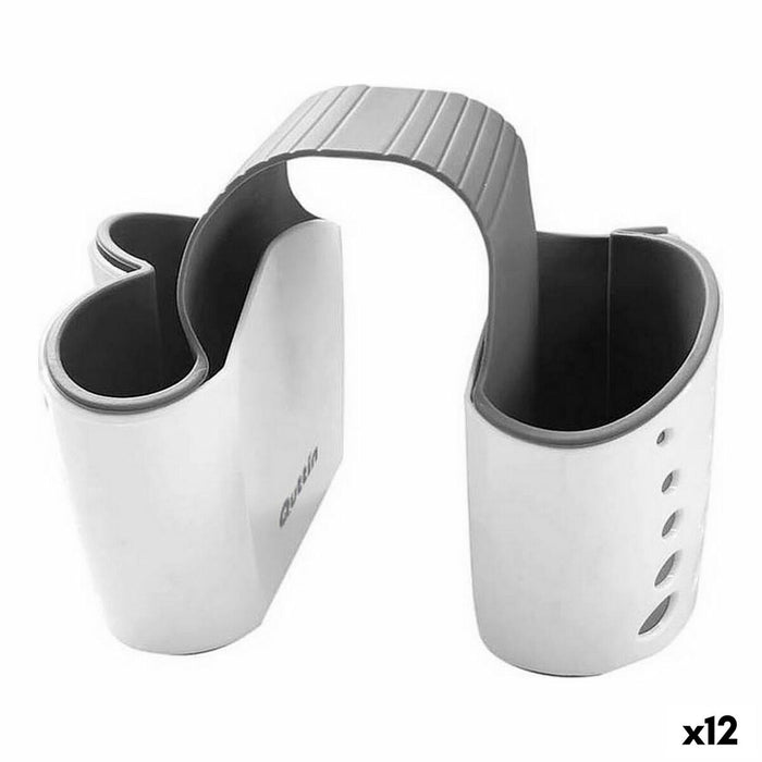Portaspugne da lavandino Quttin Doppia Bianco 15 x 9 x 12 cm (12 Unità)