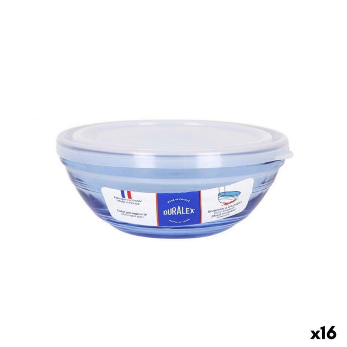 Fiambrera Redonda con Tapa Duralex   Cristal Azul Ø 14 cm (16 Unidades)