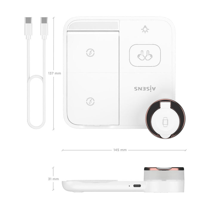Cargador Inalámbrico Aisens ASCH-15W4WC061-W 15 W Blanco