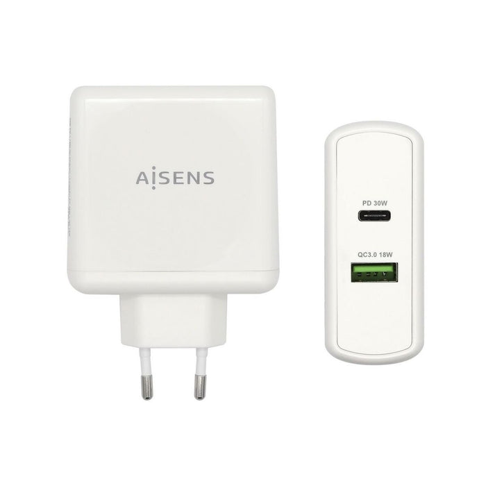 Cargador USB Pared Aisens ASCH-2PD30QC-W Blanco 48 W USB-C (1 unidad)