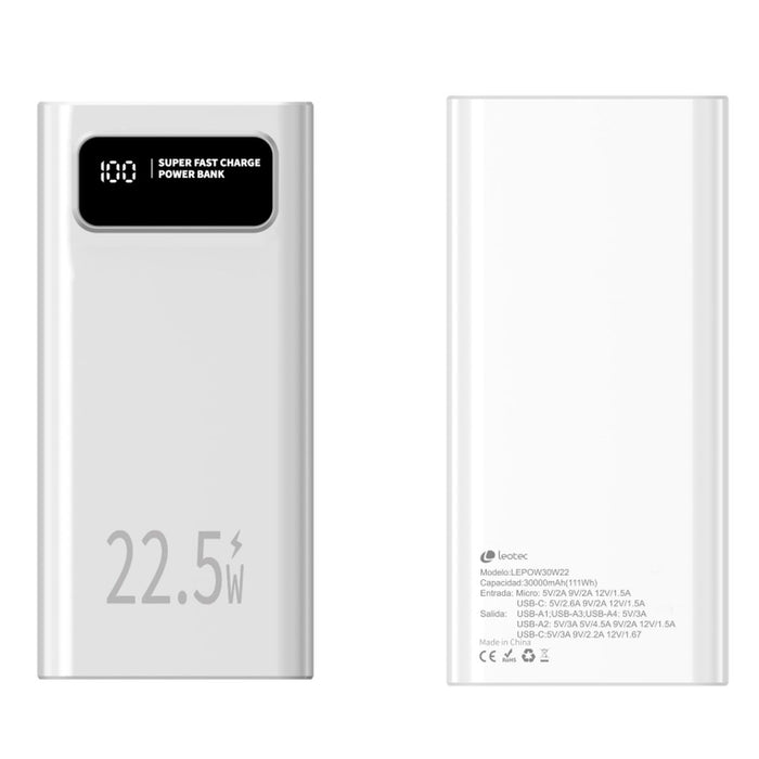 Powerbank LEOTEC LEPOW30W22W White 30000 mAh