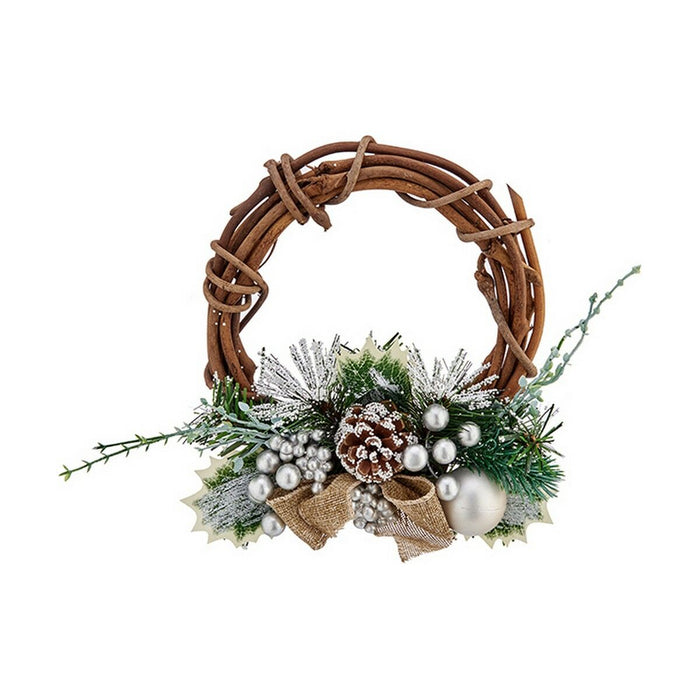 Corona de Navidad Krist+ Verde Plateado Plata Madera Plástico 20,32 cm 22 x 8 x 22 cm