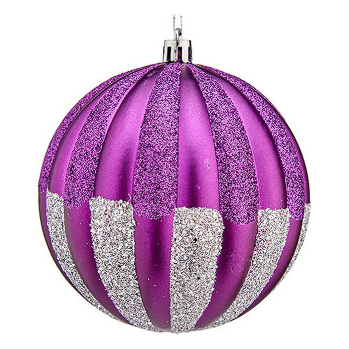 Bolas de Navidad Krist+ Morado Plateado PVC Ø 10 cm 6 Unidades