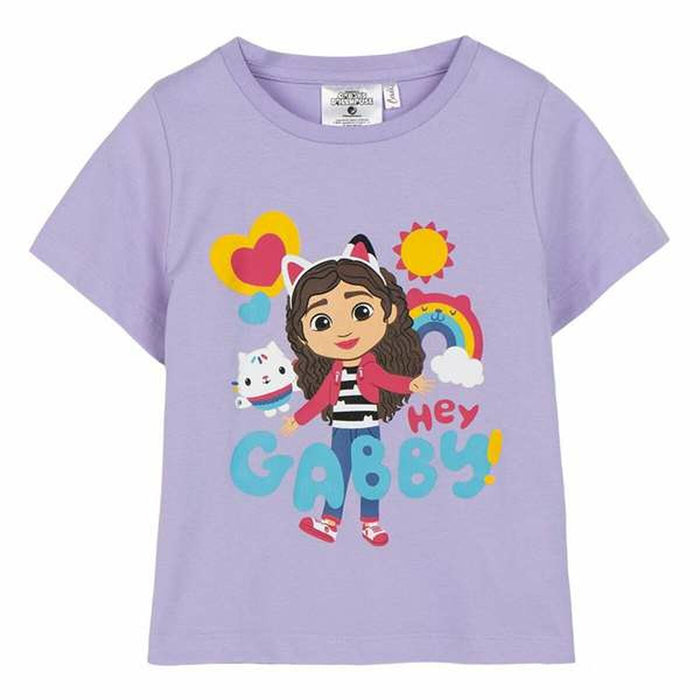 Camiseta de Manga Corta Infantil Gabby's Dollhouse Blanco Morado