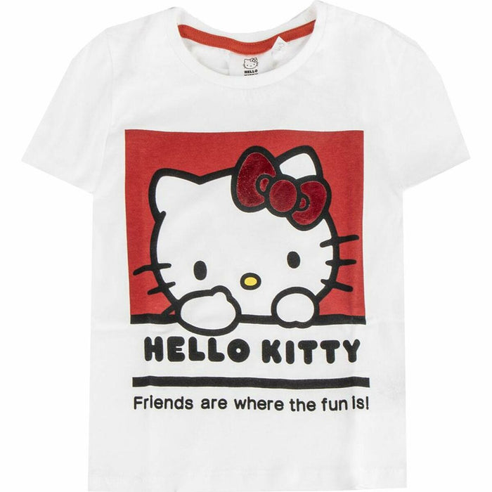 Camiseta de Manga Corta Infantil Hello Kitty Blanco