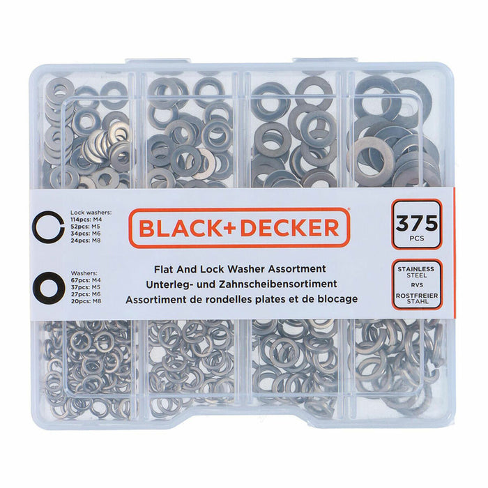 Arandelas Black & Decker Plana De seguridad 375 Piezas