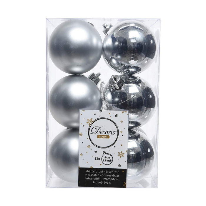 Bolas de Navidad Decoris Plateado Plata Plástico 12 Unidades