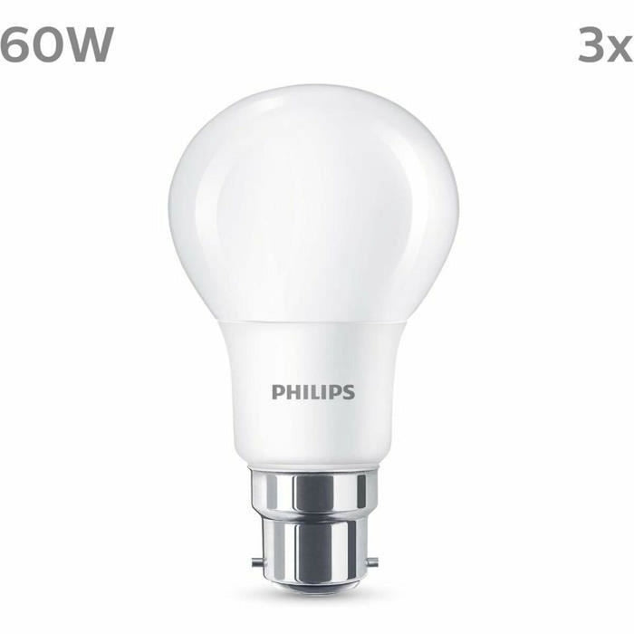 Bombilla LED Philips 60 W Mate Blanco Cálido F 8 W 60 W B22 3 Unidades (2700 K)