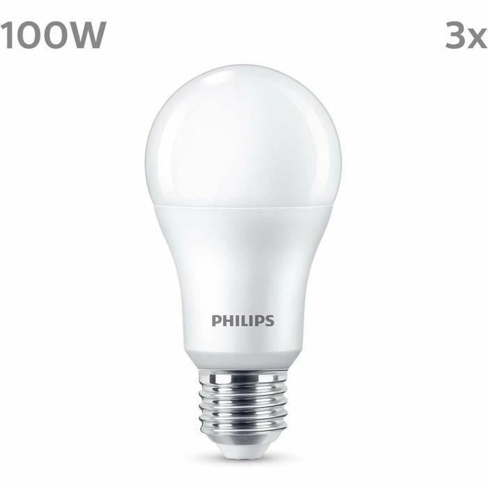 Bombilla LED Philips A67 Blanco E 100 W E27 3 Unidades (4000 K)