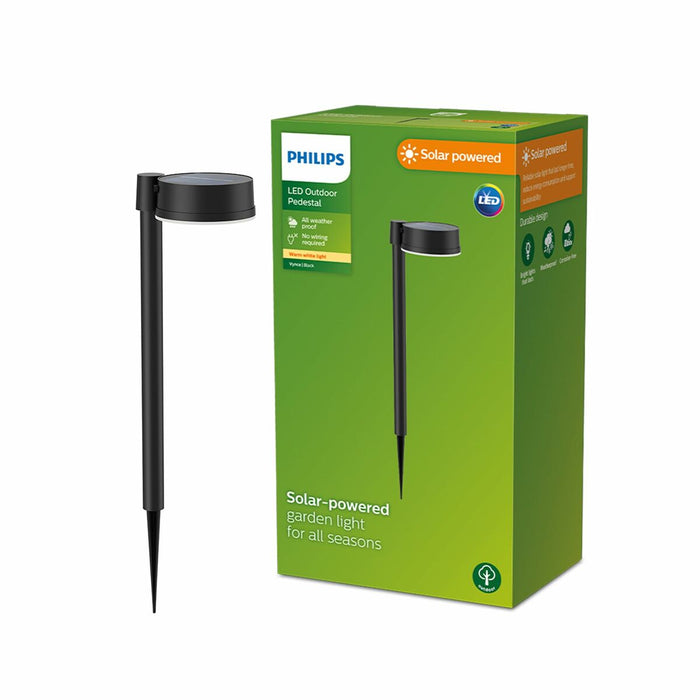 Estaca solar de jardín Philips Vynce 1,5 W 11,2 x 14,2 x 54 cm Negro Plástico Redondo (2700 K) (Blanco Cálido) (1 unidad)