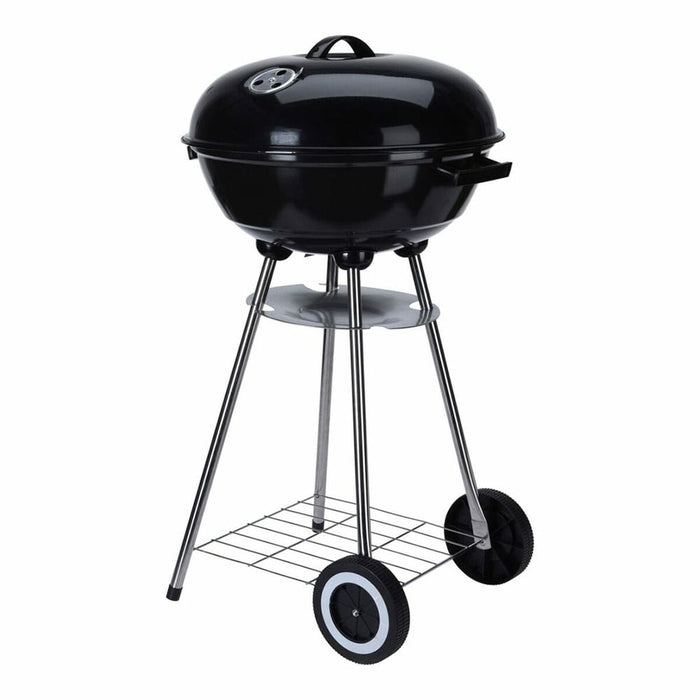 Barbacoa de Carbón con Ruedas Negro Acero Esmaltado Redonda
