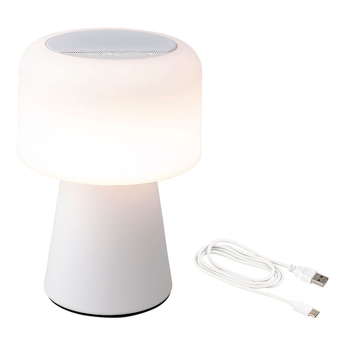 Lámpara LED con Altavoz Bluetooth y Cargador Inalámbrico Lumineo 894417 Blanco Recargable