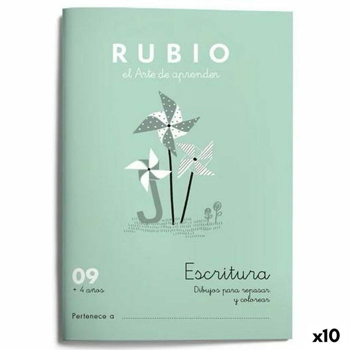 Cahier d'écriture et de calligraphie Rubio Nº09 A5 Espagnol (10 Unités)