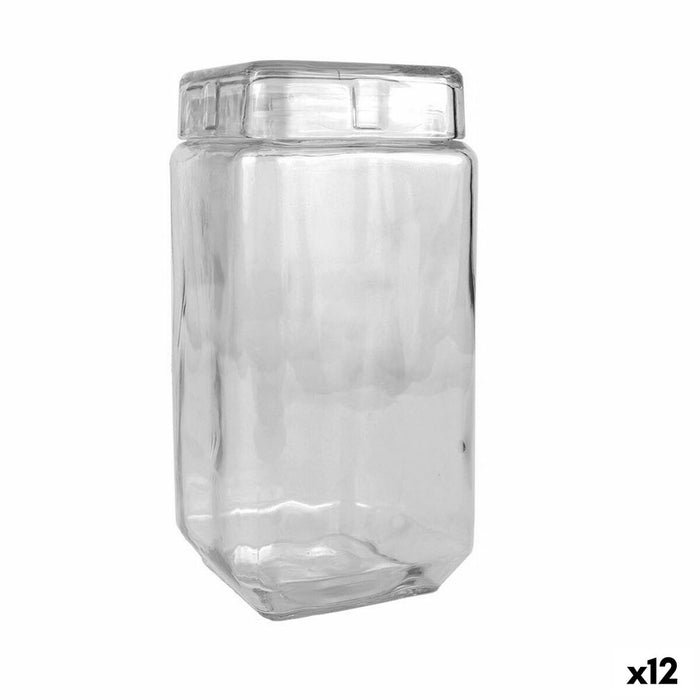 Tarro La Mediterránea Vidrio 2,2 L 11 x 11 x 22,5 cm Cuadrado (12 Unidades)