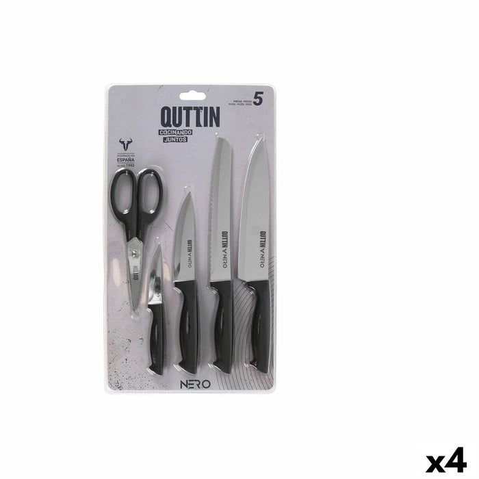 Ensemble de Couteaux Quttin Nero Noir 5 Pièces (4 Unités)