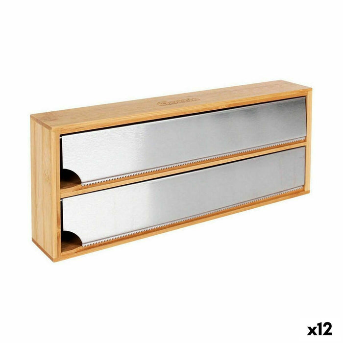 Porte-rouleaux de Cuisine Quttin Bambou Aluminium 33,5 x 13 x 5,5 cm (12 Unités)