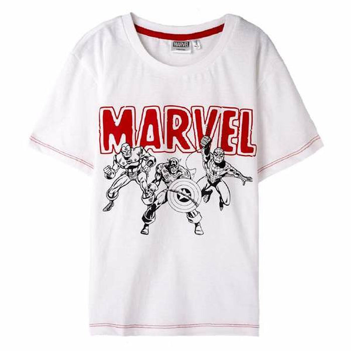 Camiseta de Manga Corta Niño Marvel Blanco