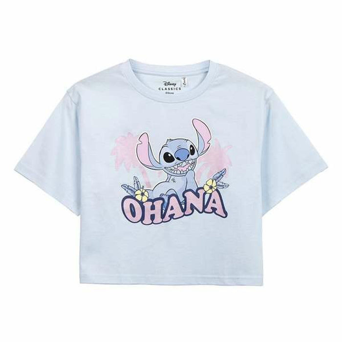 Camiseta de Manga Corta Infantil Stitch Morado Rosa claro