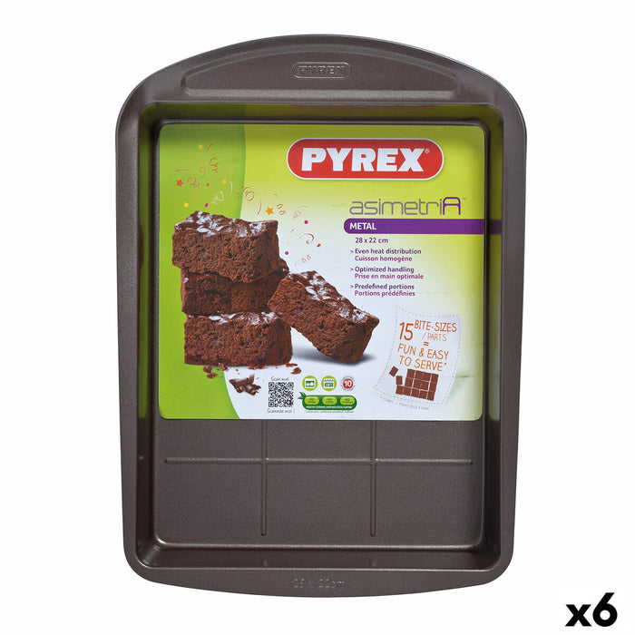 Molde Rectangular Pyrex Asimetria Negro Metal 28 x 22 cm Rectangular (6 Unidades)