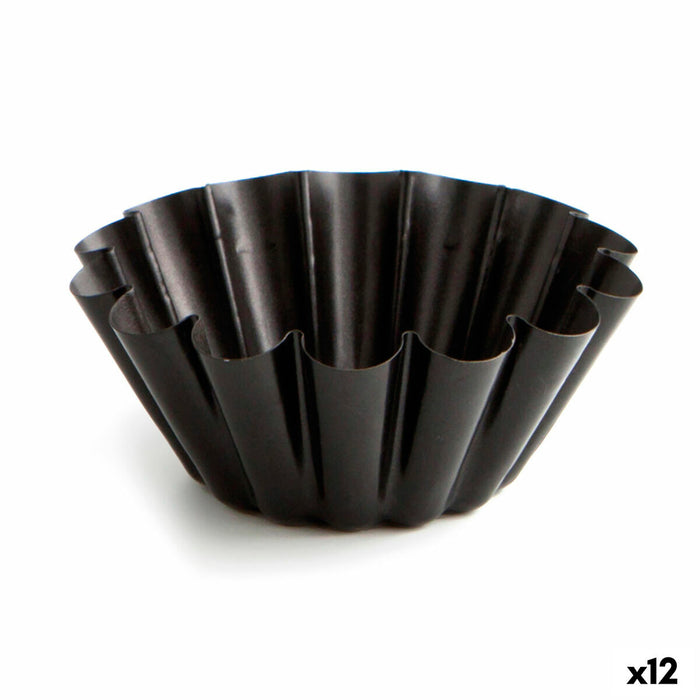 Flan Mould Quid Sweet Grey Black Metal (12 Units)