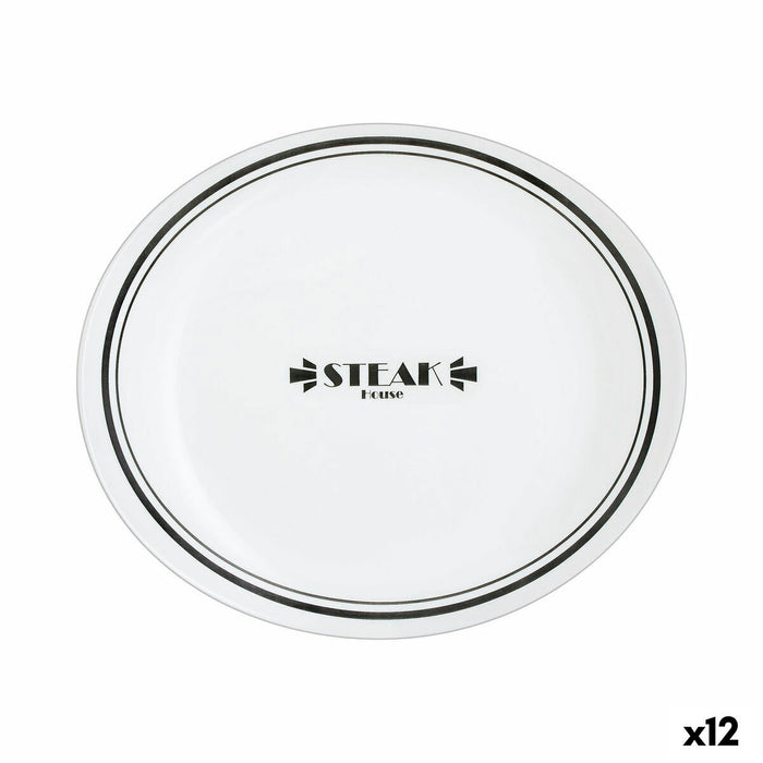 Assiette plate Luminarc Friends Time Bistr Blanc/Noir verre Ø 30 cm Viande (12 Unités)