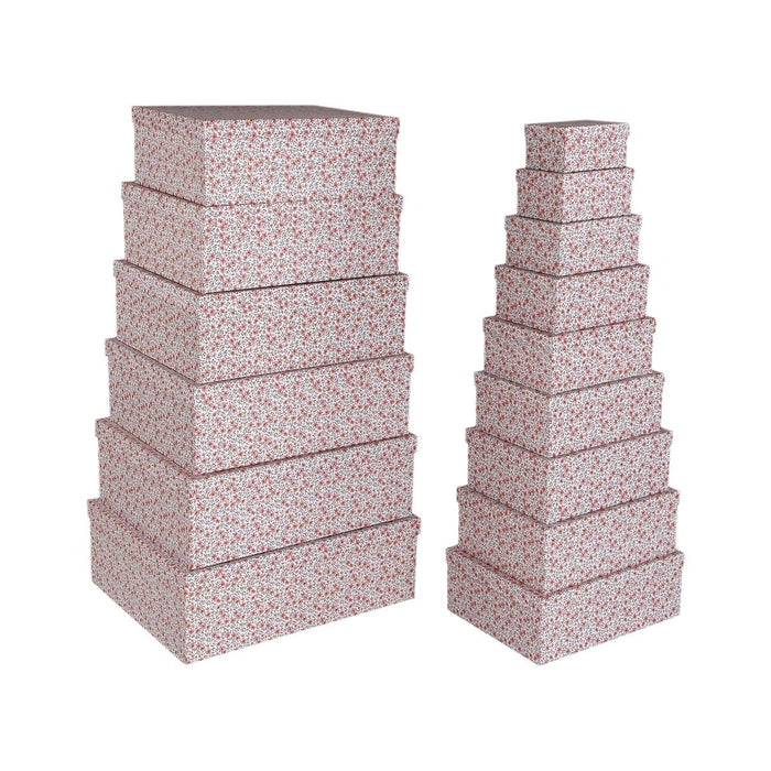 Juego de Cajas Decorativas Versa Rojo Cartón Rosas (15 Piezas)
