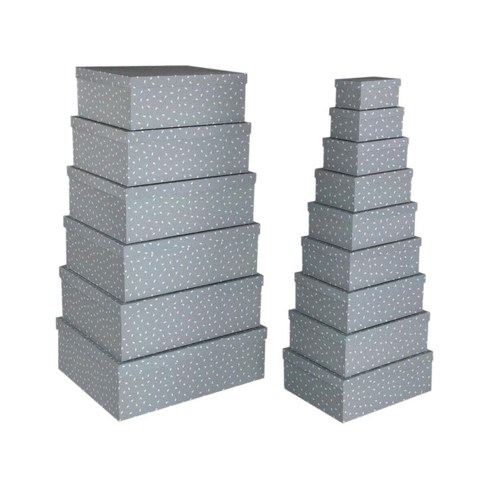 Juego de Cajas Decorativas Versa Gris Cartón Flores (15 Piezas)