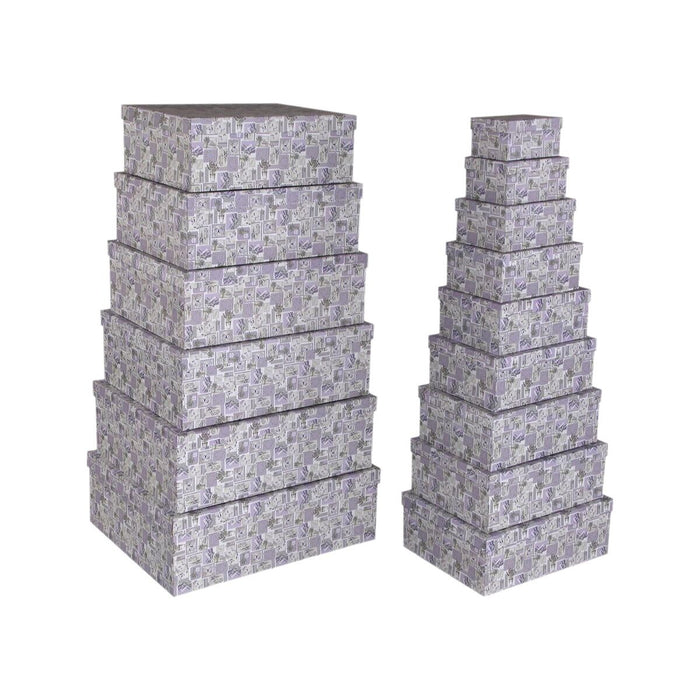 Juego de Cajas Decorativas Versa Cartón Lavanda (15 Piezas)