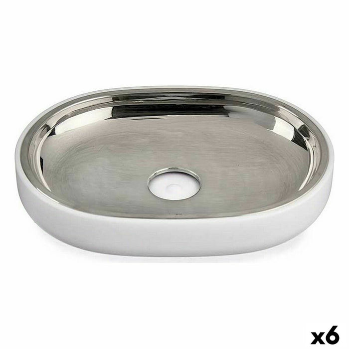 Jabonera Berilo BP15-004-2 Blanco Plateado Acero Inoxidable Plástico 9,5 x 2,5 x 13 cm (6 Unidades)