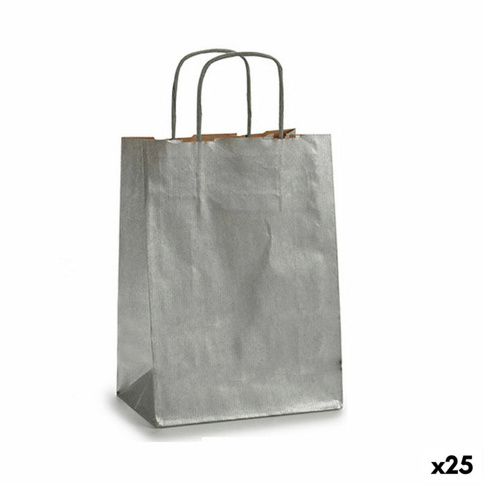 Bolsa de Papel Pincello 18241 Plateado 18 x 8 x 31 cm (25 Unidades)