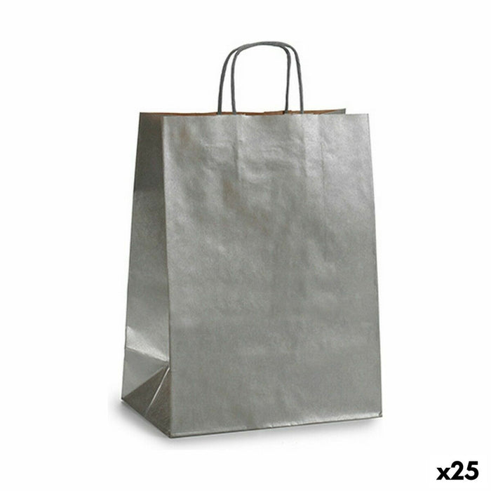 Sac en papier Pincello 24311 Argenté 24 x 12 x 40 cm (25 Unités)