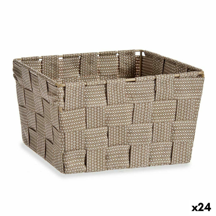 Multi-purpose basket Kipit A3-6878 Brown Cloth 15 x 11 x 20 cm Braiding (24 Units)