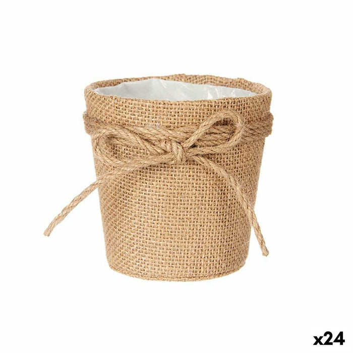 Macetero Ibergarden WY18-72 Marrón Tela Cuerda Plástico Lazo 11 x 10,5 x 11 cm (24 Unidades)