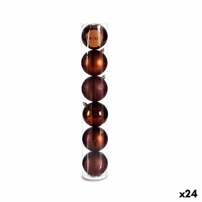 Lot de boules de Noël Krist+ Marron Plastique Ø 8 cm (24 Unités)