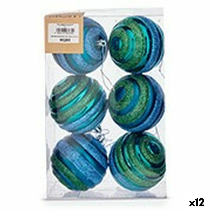 Set de Bolas de Navidad Krist+ Azul Verde PVC Ø 8 cm (12 Unidades)